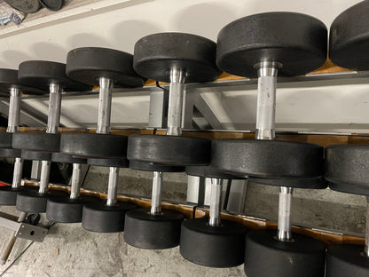 Ziva Polyurathane Dumbbells + Racks